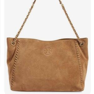 Tory Burch Marion Suede Tote Handbag Purse